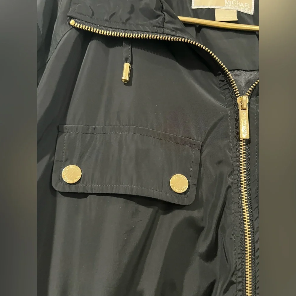 MICHAEL KORS Women's MK Trench Coat with Hood Black Polyester Gold
Logo Size XL - Picture 3 of 9